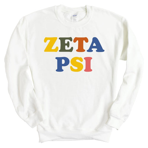 Zeta Psi Sweatshirt - Zete Retro Letters Crewneck Sweatshirt - Kite and Crest