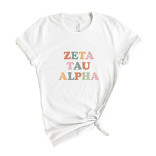 Load image into Gallery viewer, Zeta Tau Alpha Bright and Colorful Sorority T-Shirt Tee - Kite and Crest
