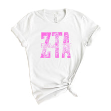 Load image into Gallery viewer, Zeta Tau Alpha Pink Floral Sorority T-Shirt Tee - Kite and Crest
