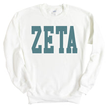 Load image into Gallery viewer, Zeta Tau Alpha Sweatshirt - Zeta (ZTA) Blue Retro Crewneck Sweatshirt - Kite and Crest
