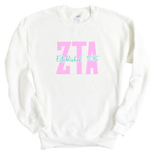 Load image into Gallery viewer, Zeta Tau Alpha Sweatshirt - Zeta (ZTA) Bright Retro Crewneck Sweatshirt - Kite and Crest
