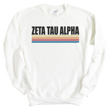 Load image into Gallery viewer, Zeta Tau Alpha Sweatshirt | Zeta (ZTA) Colorful Stripes Crewneck Sweatshirt | Zeta Tau Alpha Sorority Gift Idea - Kite and Crest
