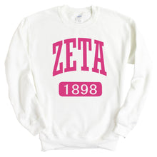 Load image into Gallery viewer, Zeta Tau Alpha Sweatshirt | Zeta (ZTA) Large Established Crewneck Sweatshirt | Zeta Tau Alpha Sorority Gift Idea - Kite and Crest
