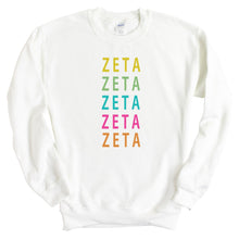 Load image into Gallery viewer, Zeta Tau Alpha Sweatshirt - Zeta (ZTA) Modern Stacked Crewneck Sweatshirt - Kite and Crest
