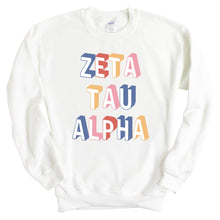 Load image into Gallery viewer, Zeta Tau Alpha Sweatshirt | Zeta (ZTA) Retro Crewneck Sweatshirt | Zeta Tau Alpha Sorority Gift Idea - Kite and Crest
