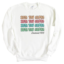 Load image into Gallery viewer, Zeta Tau Alpha Sweatshirt - Zeta (ZTA) Stencil Crewneck Sweatshirt - Kite and Crest
