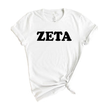 Load image into Gallery viewer, Zeta Tau Alpha T-shirt - Zeta Block Name Tee - Kite and Crest
