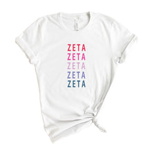 Load image into Gallery viewer, Zeta Tau Alpha T-shirt - Zeta Bright and Stacked Tee - Kite and Crest
