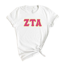 Load image into Gallery viewer, Zeta Tau Alpha T-shirt - Zeta Cute Letters Tee - Kite and Crest
