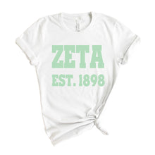 Load image into Gallery viewer, Zeta Tau Alpha T-shirt - Zeta Sporty Established Tee - Kite and Crest
