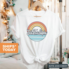 Load image into Gallery viewer, Zeta Tau Alpha T-shirt - Zeta Wavy Rainbow Tee - Kite and Crest
