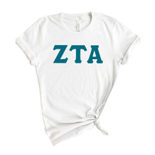 Load image into Gallery viewer, Zeta Tau Alpha T-Shirt | Zeta (ZTA) Basic Large Letters Shirt | Zeta Tau Alpha Sorority Gift Idea - Kite and Crest
