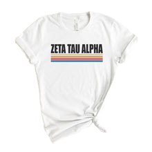 Load image into Gallery viewer, Zeta Tau Alpha T-Shirt | Zeta (ZTA) Colorful Stripes Shirt | Zeta Tau Alpha Sorority Gift Idea - Kite and Crest

