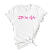 Load image into Gallery viewer, Zeta Tau Alpha T-Shirt | Zeta (ZTA) Neon Pink Colored Shirt | Zeta Tau Alpha Sorority Gift Idea - Kite and Crest
