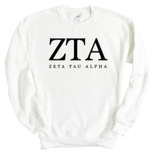 Load image into Gallery viewer, ZTA Zeta Tau Alpha Block Letter Sorority Crewneck Sweatshirt - Kite and Crest
