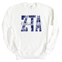 Load image into Gallery viewer, ZTA Zeta Tau Alpha Blue Floral Sorority Crewneck Sweatshirt - Kite and Crest
