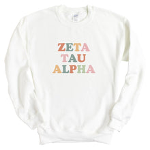 Load image into Gallery viewer, ZTA Zeta Tau Alpha Bright and Colorful Sorority Crewneck Sweatshirt - Kite and Crest

