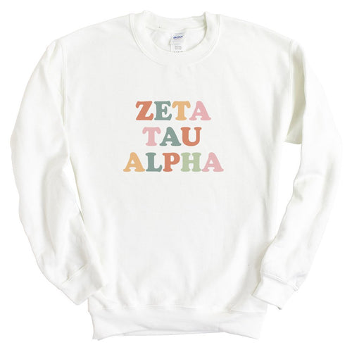 ZTA Zeta Tau Alpha Bright and Colorful Sorority Crewneck Sweatshirt - Kite and Crest