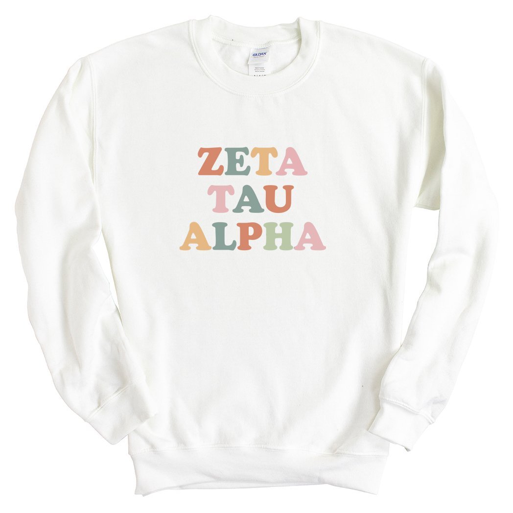 ZTA Zeta Tau Alpha Bright and Colorful Sorority Crewneck Sweatshirt - Kite and Crest
