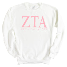 Load image into Gallery viewer, ZTA Zeta Tau Alpha Pink Letter Sorority Crewneck Sweatshirt - Kite and Crest
